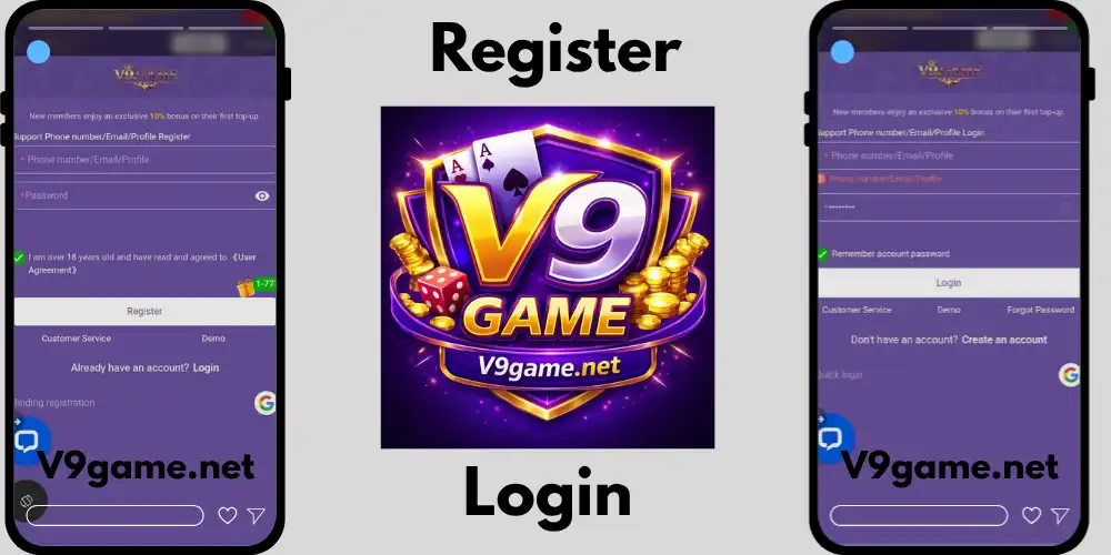 V9 Game Register and Login